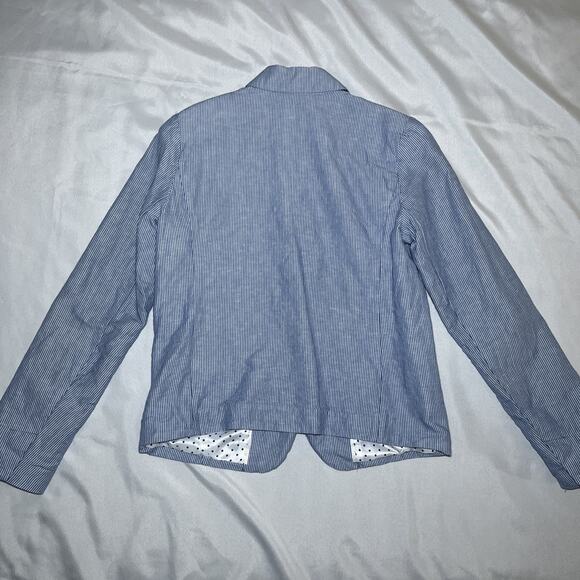 GAP The Academy Blazer Size 4 Linen Blend Blue Railroad Stripe Womens Career - Picture 5 of 8